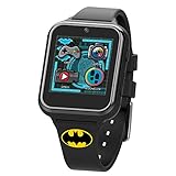 Accutime Batman Kids Smart Watch with Interactive Touchscreen – Features 10 Changeable Watch Faces, Camera for Photos & Videos, Step Counter, Voice Recorder, Alarm, Stopwatch, Games, and Calculator