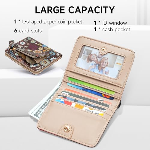 Small Womens Wallet Mini Compact Bifold Pocket Wallet Ladies RFID Blocking Slim Wallet for Women with ID Window3