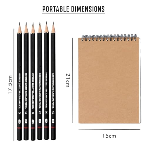 Image of Sketch Pencil Set, Drawing Pencil Set and Shading Tool Kit for Artists, Perfect Sketching Kit of Charcoal Pencils and Shading Art with Carry Box and A5 Sketch Book (48 Pieces)