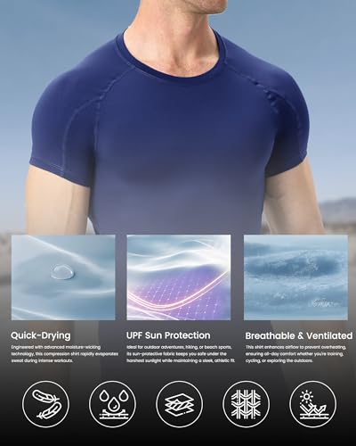 Short Sleeve Compression Shirt Men Athletic Gym Cool Dry Base Layer Workout Tops Slim Fit Undershirts T-Shirt4