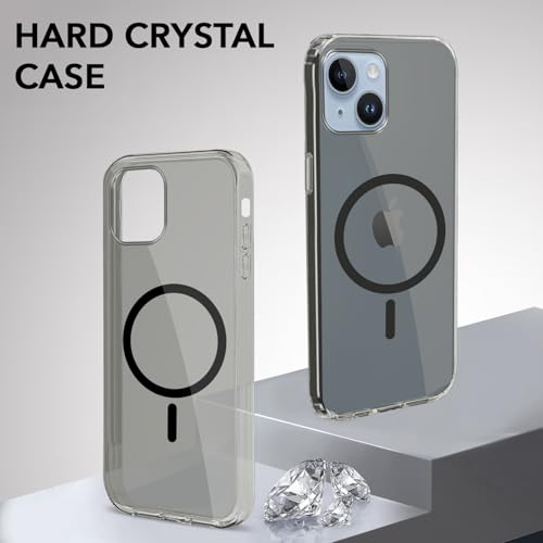 Image of Jkobi Lifetime Anti-Yellow MagSafe Compatible Clear Back Cover Case for Apple iPhone 14 Plus (Sleek Hard Crystal | Shockproof and Camera Protection)