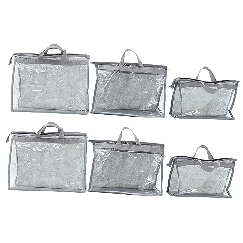 PartyKindom Pvc Handbags Pouches 6 Pack Hanging Dust Bags Large Capacity Easy to Identify Observe for Storage
