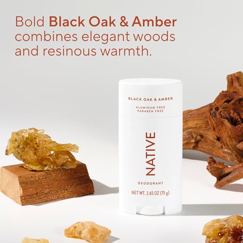 Image of Native Deodorant Contains Naturally Derived Ingredients, 72 Hour Odor Control, Deodorant for Women and Men, Aluminum Free, Black Oak & Amber 2.65oz