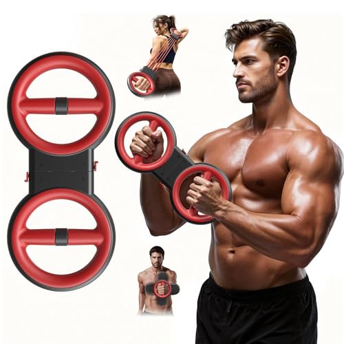 3-in-1 Upper Body Strength Trainer - Detachable Rotator Burn Machine, 360°Hand-Crank Forearm Trainer & Resistance Band, Portable Home/Gym Equipment for Men & Women