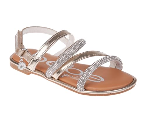 Image of bebe Girls' Sandals - Trendy Flat Designs with Rhinestones, Puffy Straps, Embossed Details and Charms for Toddlers /Little Kids /Big Kids