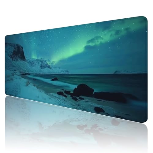 Tapis de souris gamer XXL 800x400mm noir et jaune avec bords cousus pour bureau PC