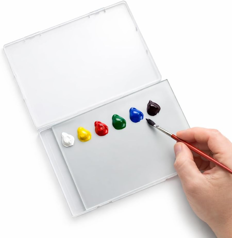 Glass Panel Flat Bottom Mineral Pigment Grinding Palette, Suitable for DIY Oil Painting, Watercolor,Tempera, Artist's Paint Grinding (7.8x5.9in(with Box))
