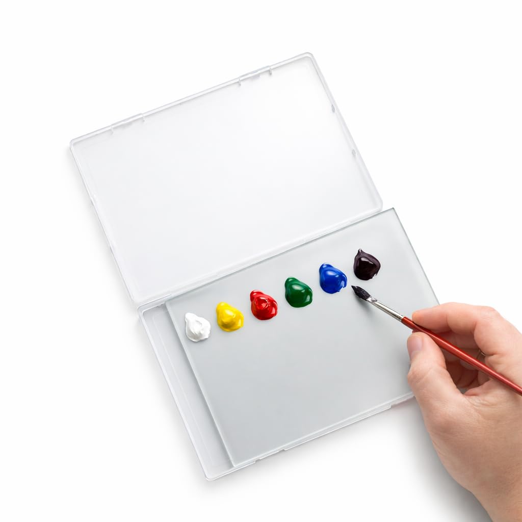 Glass Panel Flat Bottom Mineral Pigment Grinding Palette, Suitable for DIY Oil Painting, Watercolor,Tempera, Artist's Paint Grinding (7.8x5.9in(with Box))