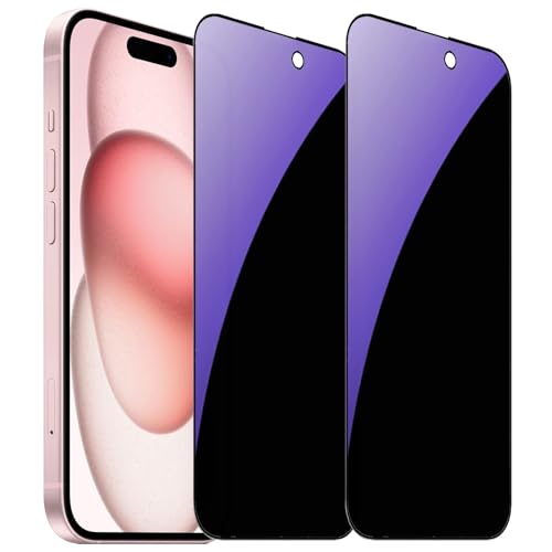 Protection iPhone 15 Plus anti-espion pour transports | Verre trempé anti-lumière bleue 6,7"