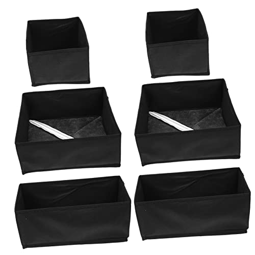 VILLFUL 6pièces Boîtes De Rangement Pliables Pour Sous-vêtements Organisateurs Tiroir Pratiques Pour Vêtements Et Chaussettes Gain De Place Sous-lit Et Commode Tissu Noir