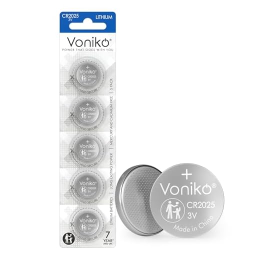 Voniko 3 Volt CR2025 Battery 5 Pack – CR 2025 Button Cell Battery – 2025 Lithium Coin Batteries, 7 Years Shelf Life