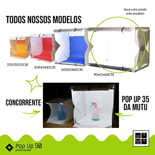 Estúdio Fotográfico Portátil 90cm - Pop Up Studio 90 - MUTU - Nacional - Ultra Potente - O maior do