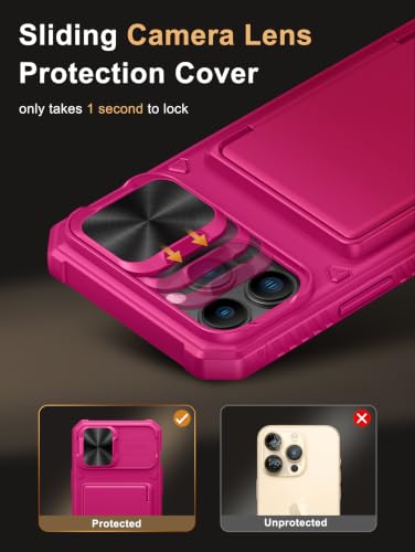 Image of Vihibii for iPhone 12 Pro Max Case Wallet, Card Holder (4 Cards), Hot Pink