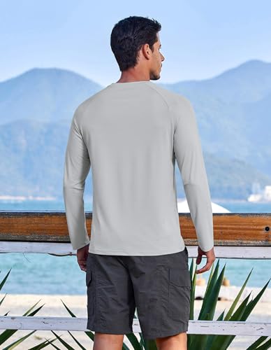 COOFANDY Men's Sun Protection Shirts Long Sleeve Rash Guard Swim T-Shirts Lightweight Quick Dry Fishing Shirts4
