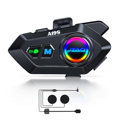 JZAQ Motorcycle helmet bluetooth headset Speakers Intercom - 2 Rider Automatic Answer Music Control Earphone,120 Hours Playing time High Sound Quality System 1000mAh IP7 Waterproof