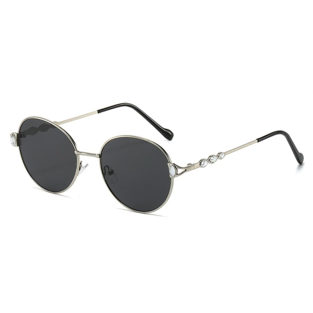 Occhiali da sole rotondi alla moda, montatura in metallo unisex