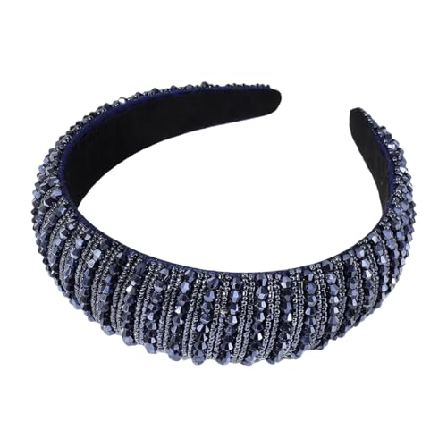 scicent Wide Headbands for Women Boho Fashion Hairbands Crystal Beaded Head Band with Padded Fabric Hair Bands for Girls 16412