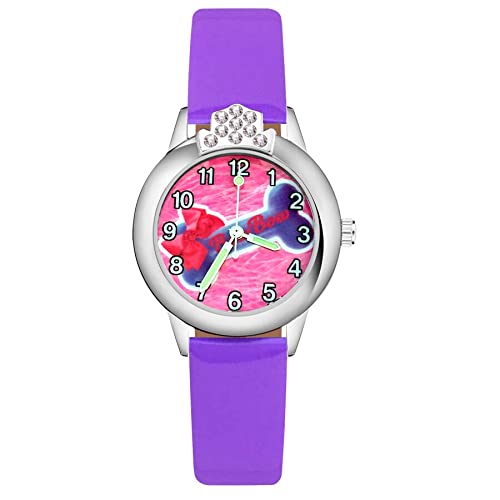 Reloj de niña Dibujos Animados Lindo Hueso Cristal Estilo Relojes Estudiante Niñas Cuarzo Correa de Cuero Reloj de Pulsera Reloj Relojes para niñas (Color : Black)