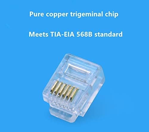 Uvital 100 Pack RJ12 6P6C Plug, Transparent Telephone Jack Flat Cable Modular Plug Connector Clear Line Snap-in Crimp-On Plugs