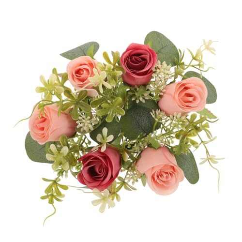 CLISPEED Anello di Candela Artificiale Corona di Fiori Simulati Centrotavola Decorativo per Matrimonio e Festa Ghirlanda Nuziale per Decorazioni Casa e Banchetti