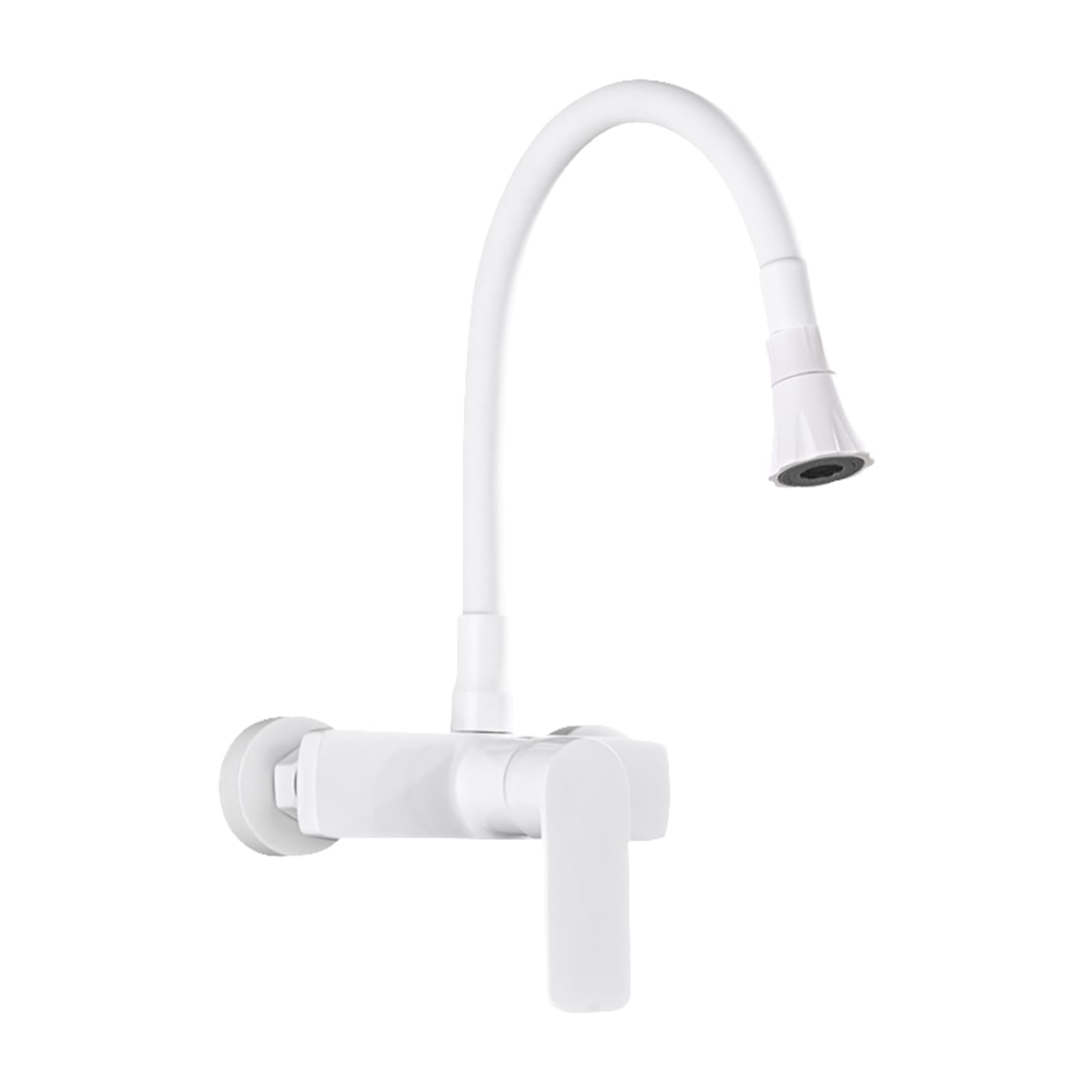 Grifo de Cocina Pared ZPSPZ Monomando 2 Modos Latón Giratorio Grifo Cocina Pared-Blanco