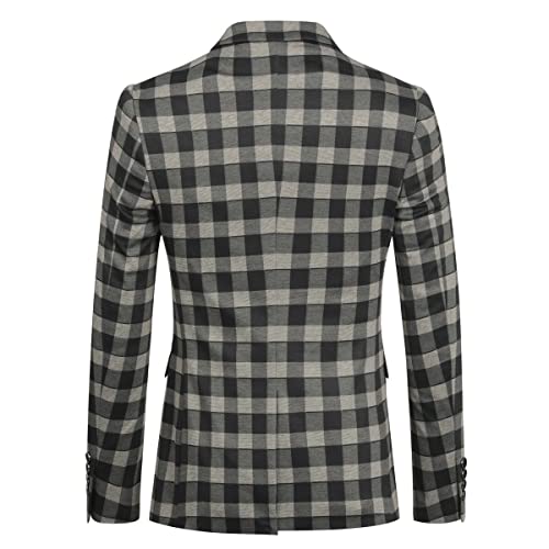 Boyland Mens Plaid Stripe Single Breasted Suit Jacket Casual Notched Lapel One Button Sport Coat Blazer #TOP1