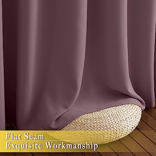NICETOWN Wide Curtain 84 inch Length for Living Room, Grommet Thermal Insulated Blackout Room Divider Curtain Sound Proof Light Blocking for Patio/French Door (Dry Rose, 1 Panel, W80 x L84)