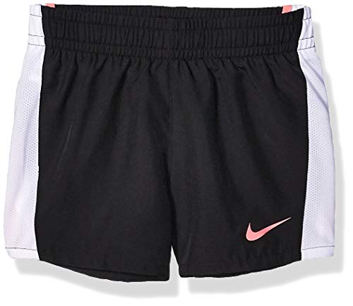 Girl's Nike Dry Running Shorts, Girl's Nike Shorts with Sweat-Wicking Fabric, Black/White/Pink Gaze/Pink Gaze, S
