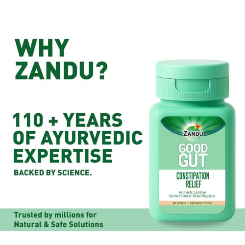 Image of Zandu Good Gut Constipation Relief Tablets | Clinically Proven Overnight Results | Gentle & Natural Bowel Regulator | 100% Ayurvedic Formula | 30 Tablets