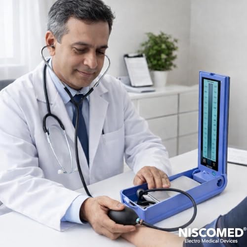 Image of NISCOMED PW-216 Digital Mercury BP Apparatus (Mercury-Free) for Doctor & Clinic Use | Manual Blood Pressure Monitor with Vertical LCD Scale | Accurate & Durable