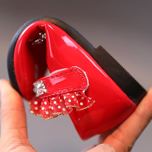 Girls Bow Mary Jane Dress Shoes Ballet Princess Flats with Ruffle Rhinestone Strap for Dance Party Wedding School3