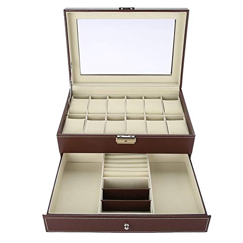 Cocoarm 12Slot Watch Box Double Layers Watch Case PU Leather Jewelry Watch Storage Box Watch Display Box Watch Cabinets Jewelry Display Box Jewelry Storage Box