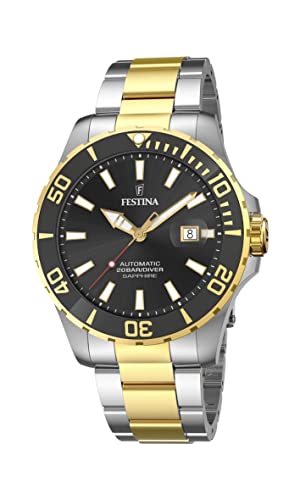 Festina Herren Automatikuhr aus Edelstahl 316L Mehrfarbig Herren Analog Uhr - Kalender - Saphirglas mit hoher Widerstandsfähigkeit - Wasserdicht bis 20 ATM F20532/2