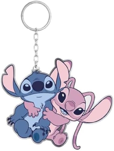 Cerdà Disney Lilo et Stitch Porte-clés - Motif Stitch et Angel - Bleu et rose