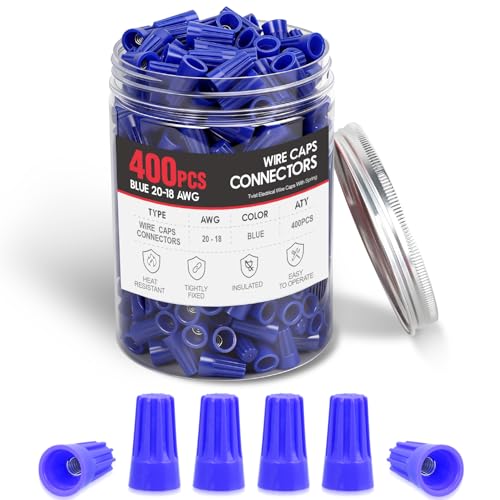 Image of Nilight 400PCS Blue Wire Connectors Kit 20-18 AWG Electric Wire Caps Insulating Insert Twist Electrical Wire Terminal with Spring for Connect Electrical Wiring Automotive Car Truck Boats Marine