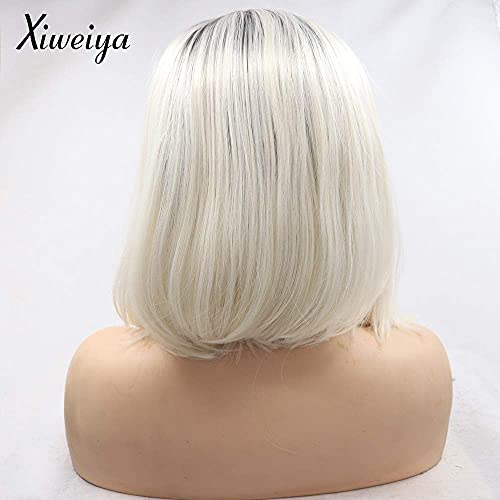 Perruque blonde platine pour masquer la perte de cheveux avec réalisme