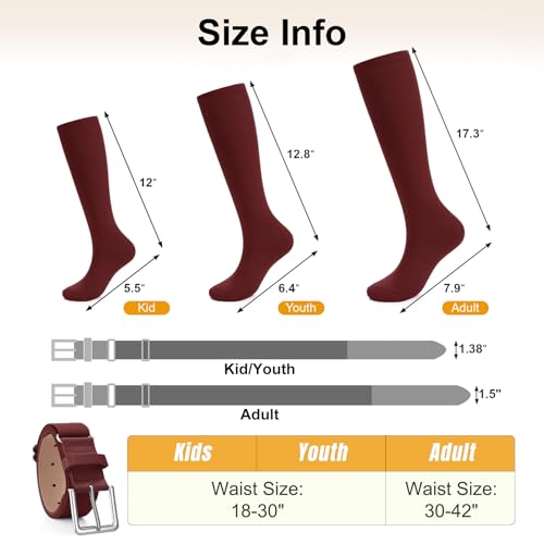 Image of XZQTIVE Baseball Softball Socks and Baseball Softball Belt Combo Set Knee-High Soccer Socks for Kids Youth Adult