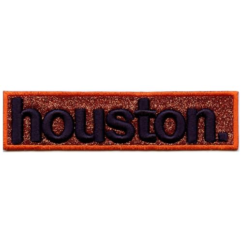 Orange City of Houston Glitter Patch Texas Logo Embroidered Iron On