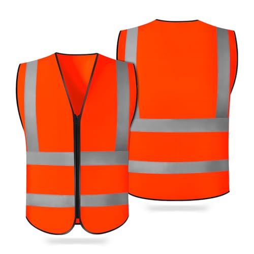 Image of CHGANG Safety Vest, Reflective Hi Vis Vest with Zipper, High Visibility vest for Construction, Traffic