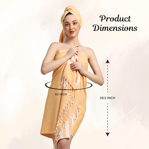 Image of Bamboo Cotton Bath Towels | Ultra Soft Quick Dry Towels for Men & Women | Large Size 75x150 cm | Lightweight Towel Set (Pack of 2, Yellow & Maroon)