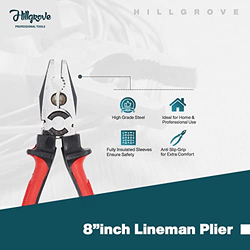 Image of Hillgrove HGCM145M1 Combo of 4Pcs- Plier, Adjustable Wrench, 5in1 Screwdriver Set, Claw Hammer Hand Tools Kit