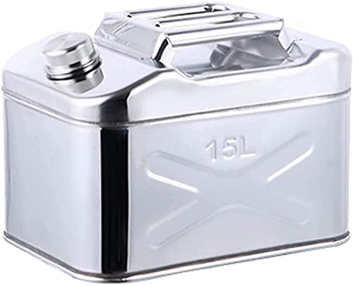UCCE Bidons d'essence 15L Bidon de Carburant en métal Portable Réservoir d'essence en Acier Inoxydable 304 avec Tube de Guidage d'huile Joint Anti-Fuite Stockage Carburant Con