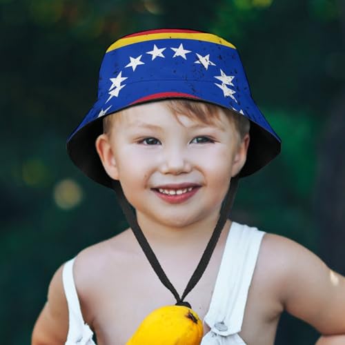 Retro Venezuela FlagChildren's Bucket Hat for Boys and Girls, Breathable Summer Beach Hat54cm 7