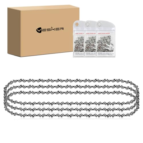 YESKER 3-Pack 18 Inch Chainsaw Chain, 3/8" LP Pitch, .050" Gauge, 62 Drive Links, Low Kickback - Semi Chisel