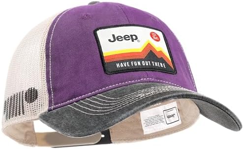 Jeep Have Fun Out There Patch Garment Washed Trucker Hat Unstructured for Men & Women - Adjustable Snapback Baseball Cap