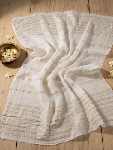 Image of Women Pure Chanderi Kurta Pant Dupatta Set | White Embroidered Ethnic Suit Set for Women | Floral Embroidery Kurta with Mul Cotton Dupatta