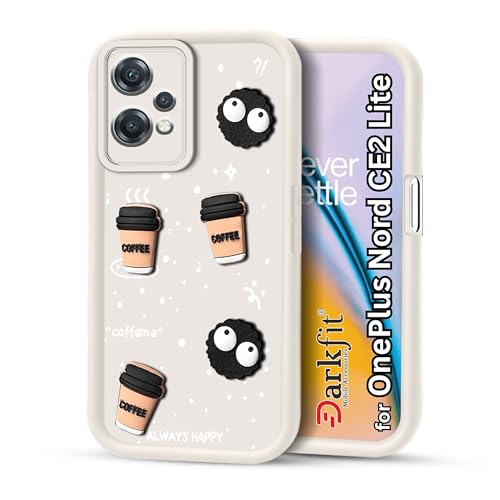 Image of Back Case Cover Compatible with OnePlus Nord CE 2 Lite 5G | Cute Fun Cartoon Ball 3D Coffee Silicone Case | Body Protection | Camera Protection | Shock Proof | Color White | Pack of 1
