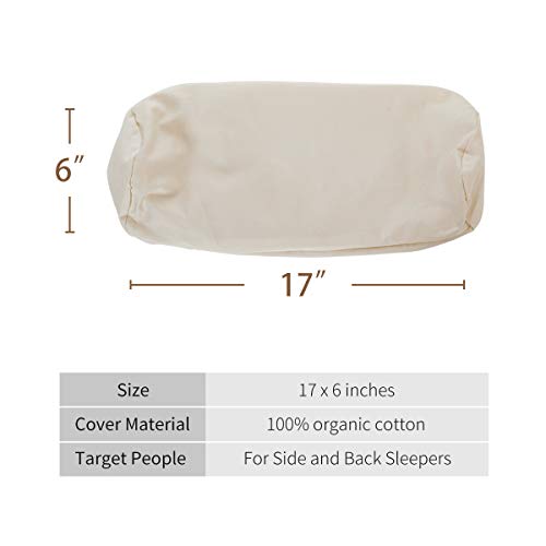 Image of Organic Cotton Pillow Case - One Pack 17''x6'' Cylindrical Pillow Cover - 300 TC Thread Count - Soft and Breathable - Off White (Pack of 2)