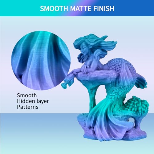 Image of ERYONE Matte Gradient Rainbow 3D Printer PLA Filament 1.75 + /- 0.03mm, Matte Multicolor Filament PLA 1KG(2.2LBS) Spool, Dreamland (Blue Green Purple)