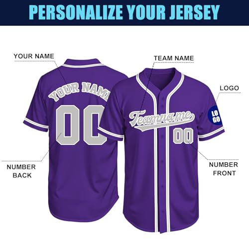 Image of Custom Baseball Jersey Personalized Stitched or Printed Name Number Baseball Shirt Sports Uniform Gifts for Men Women Youth